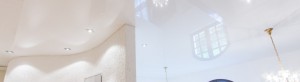 Spanndecke mit gewellter Wand im Treppenhaus präzise geschnitten vom Fachmann